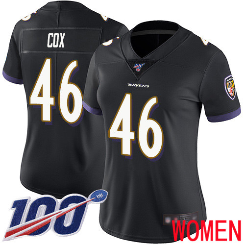 Baltimore Ravens Limited Black Women Morgan Cox Alternate Jersey NFL Football #46 100th Season Vapor Untouchable->baltimore ravens->NFL Jersey